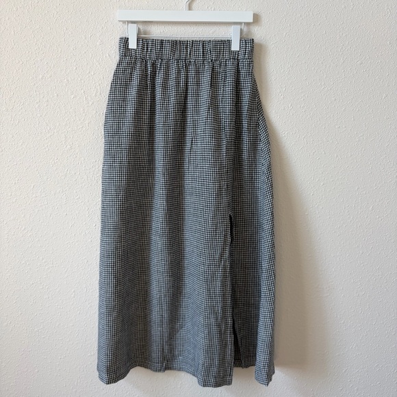Quince 100% European Linen Maxi Skirt Classic Mini Gingham Size Small Coastal - Picture 8 of 8